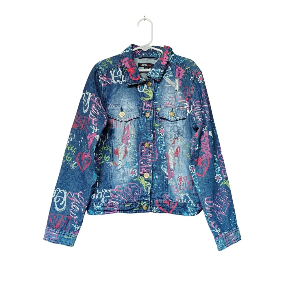 Y2K Girls Graffiti Denim Jacket 10/12
